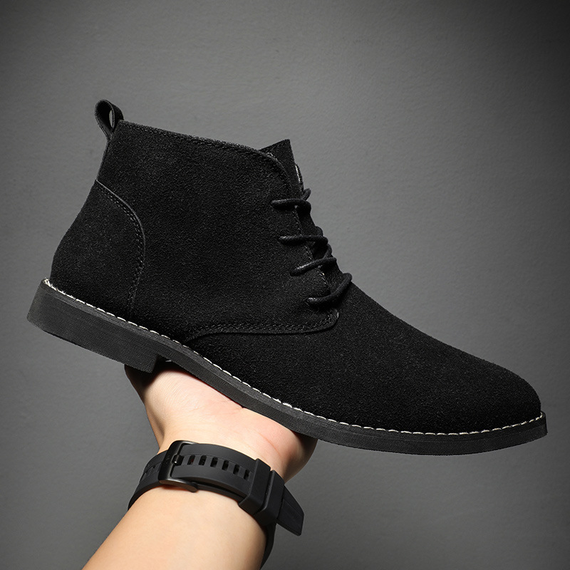 Men Formal Wear With Boots - รองเท้าบูทเชลซีสีน้ำตาลสไตล์อังกฤษสำหรับผู้ชาย รองเท้าหุ้มข้อทรงสูง รองเท้าทางการ หัวแหลม สวมใส่สบาย รองเท้าบูทข้อสั้นแบบผูกเชือกสำหรับผู้ชาย