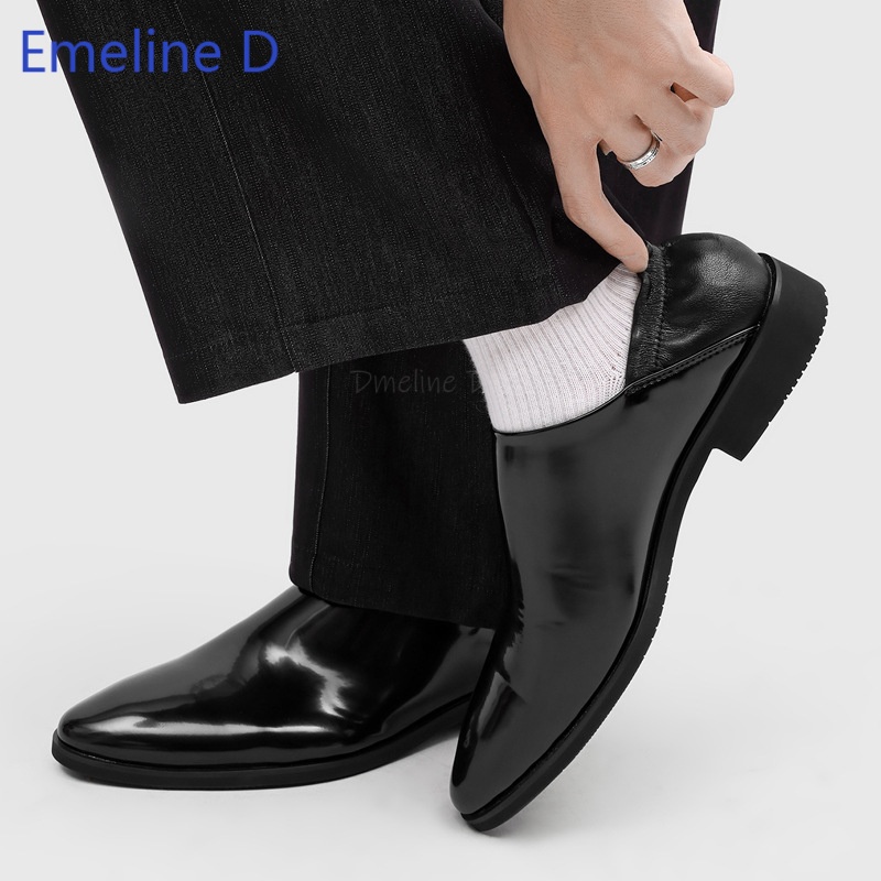 Men'S Urban Formal Wear - รองเท้าโลฟเฟอร์หนังแก้วเงาสำหรับผู้ชาย สวมใส่ได้สองแบบ พับส้นได้ หัวแหลม พื้นเรียบ ดีไซน์เรียบหรู