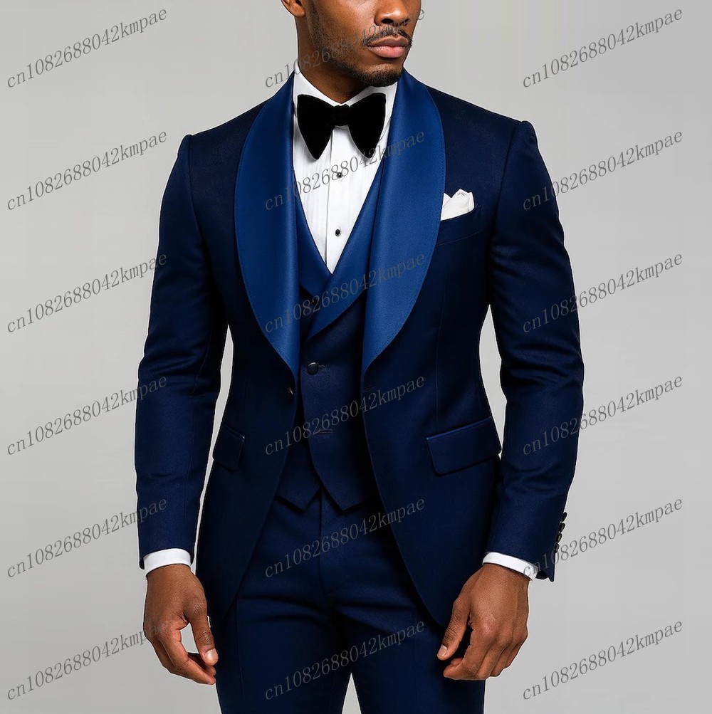 Men'S Used Formal Wear - ชุดสูทผู้ชายสีน้ำเงินกรมท่าแบบเป็นทางการสำหรับเจ้าบ่าว เพื่อนเจ้าบ่าว งานแต่งงาน งานพรอม ธุรกิจ ชุดทักซิโด้ชาย