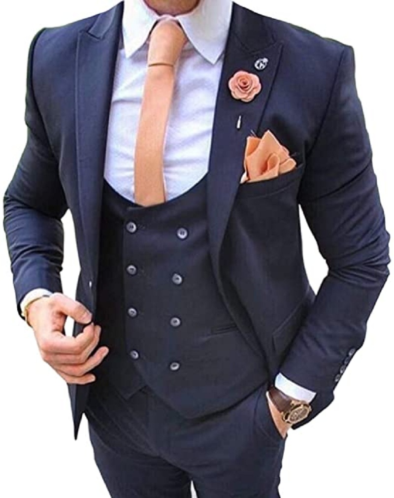 Men Formal Wear Blue - ชุดสูทผู้ชายสีน้ำเงินกรมท่า 3 ชิ้น ชุดแต่งงาน ทักซิโด้เจ้าบ่าว ชุดเพื่อนเจ้าบ่าว