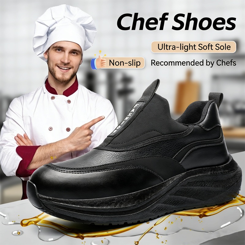 Men Formal Wear With Boots - รองเท้าหนังผู้ชายแบบสวมกันน้ำ กันลื่น รองเท้าเชฟ ทนทานต่อการสึกหรอ รองเท้าลำลองผู้ชาย ทนน้ำมัน