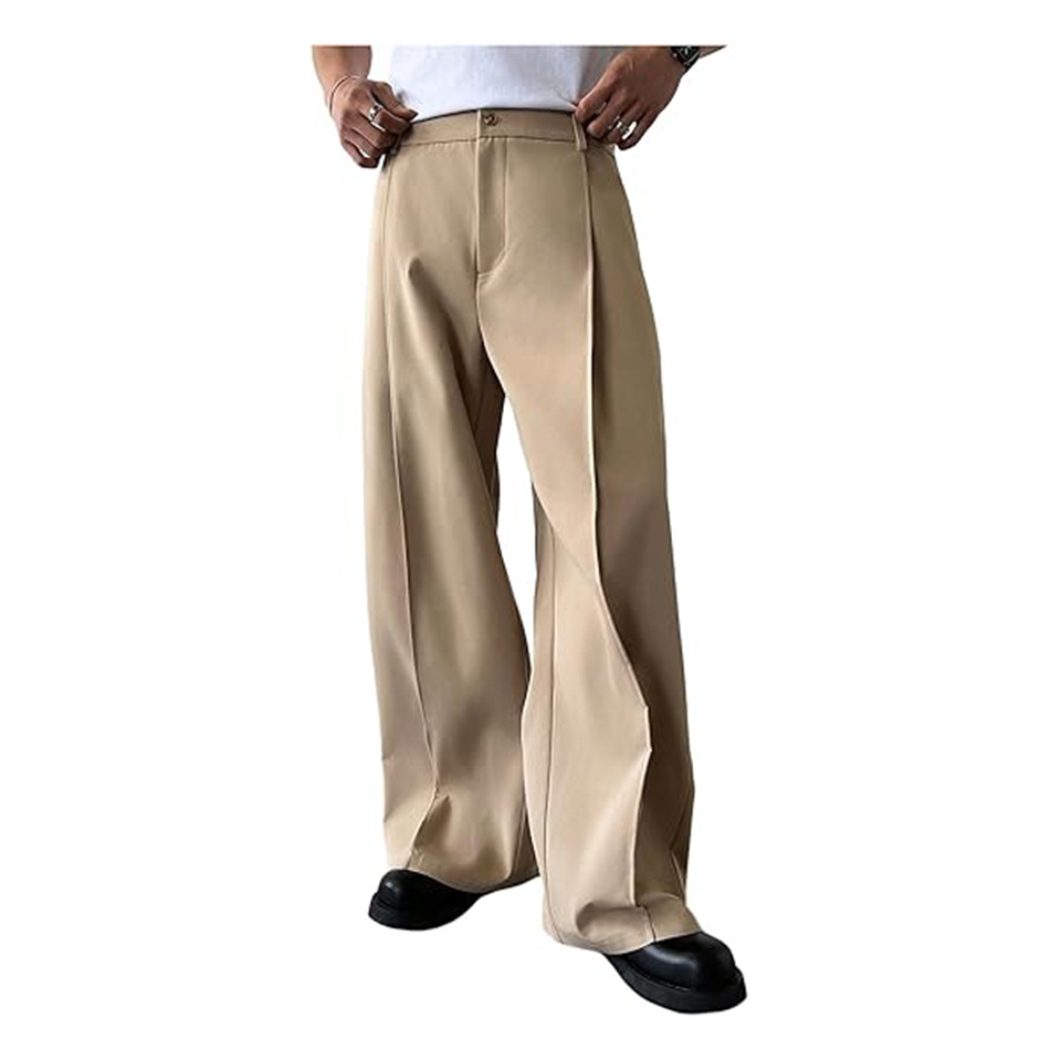 Men'S Used Formal Wear - กางเกงสูทขายาวทรงตรงสีพื้นสำหรับผู้ชาย เหมาะสำหรับงานทางการ ธุรกิจ ใส่ได้ทุกวัน สไตล์ลำลอง จับจีบด้านหน้า