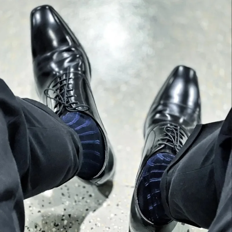 Men'S Used Formal Wear - ถุงเท้าลายทางผู้ชาย ถุงเท้ายาวบางเฉียบสำหรับชุดสูท ถุงเท้าผ้าไหมบางเซ็กซี่ ถุงน่องบางเฉียบ ถุงเท้าธุรกิจสำหรับผู้ชาย