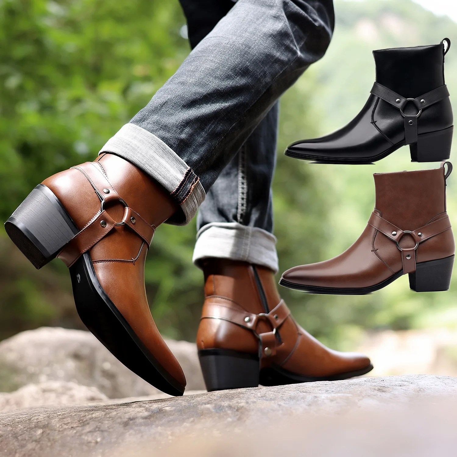Men Formal Wear With Boots - คลาสสิก Western คาวบอยอัศวินรองเท้า Mans Boot ยี่ห้อ