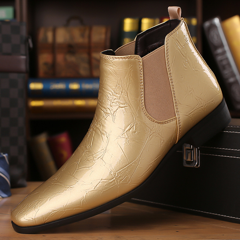 Men Formal Wear With Boots - รองเท้าบูทเชลซีหนังสำหรับผู้ชาย ฤดูใบไม้ร่วง ฤดูหนาว ดีไซน์เนอร์ พื้นนุ่ม รองเท้าธุรกิจ