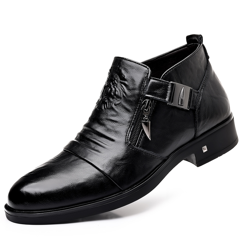 Men Formal Wear With Boots - ผู้ชาย Retro Lion HEAD ซิปรองเท้าสํานักงานธุรกิจรองเท้าสบายๆน้ําหนักเบารองเท้าสําหรับชายลื่นบนหรูหรา Mo-32241