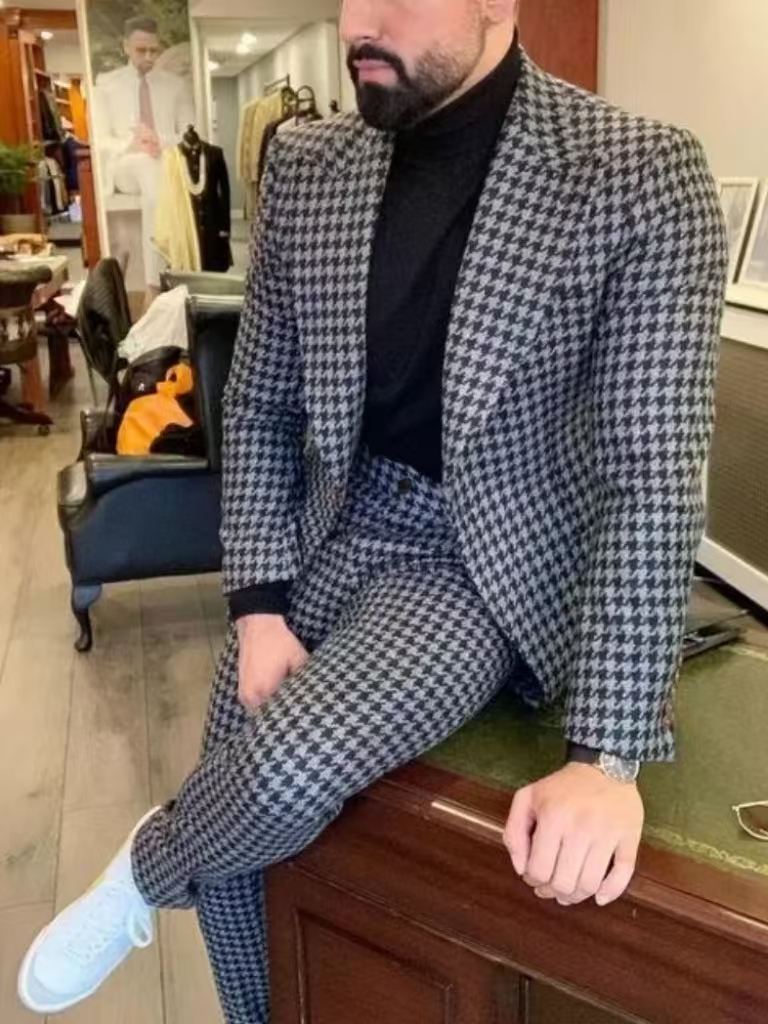 ชุดสูทผู้ชายลายฮาวด์ทูธสไตล์วิ - Formal Wear For Men In Wedding บทวิจารณ์และราคา