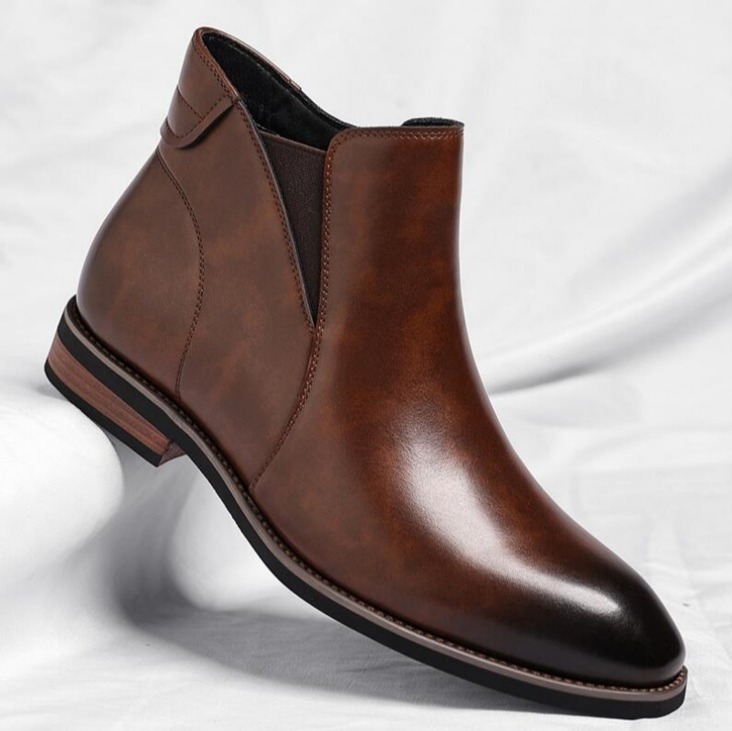 รองเท้าบูทเชลซีหนังสีน้ำตาลไล่ - Men Formal Wear With Boots บทวิจารณ์และราคา