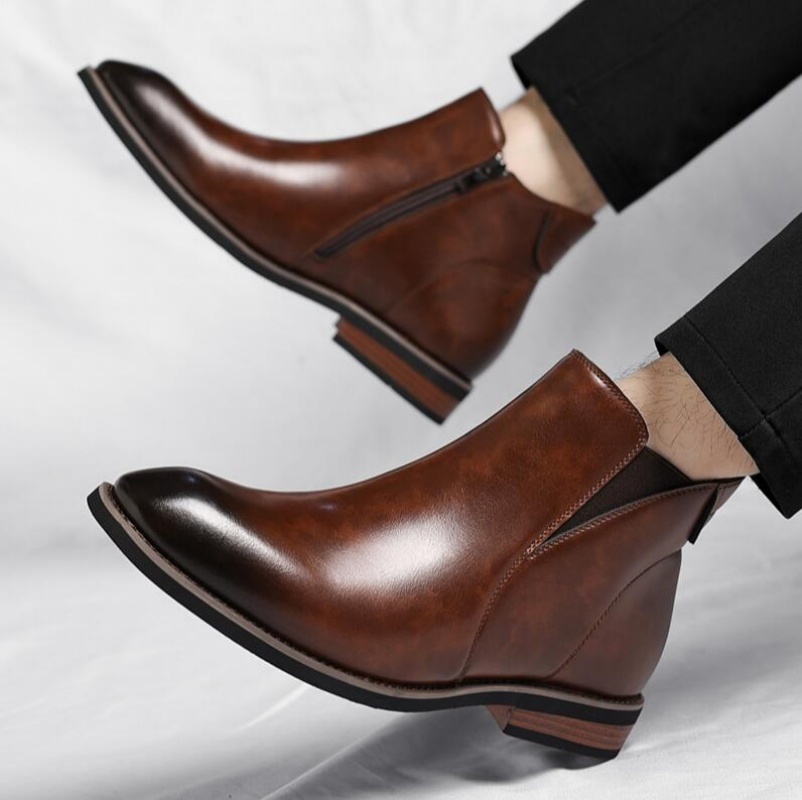 รองเท้าบูทเชลซีหนังสีน้ำตาลไล่ - Men Formal Wear With Boots บทวิจารณ์และราคา