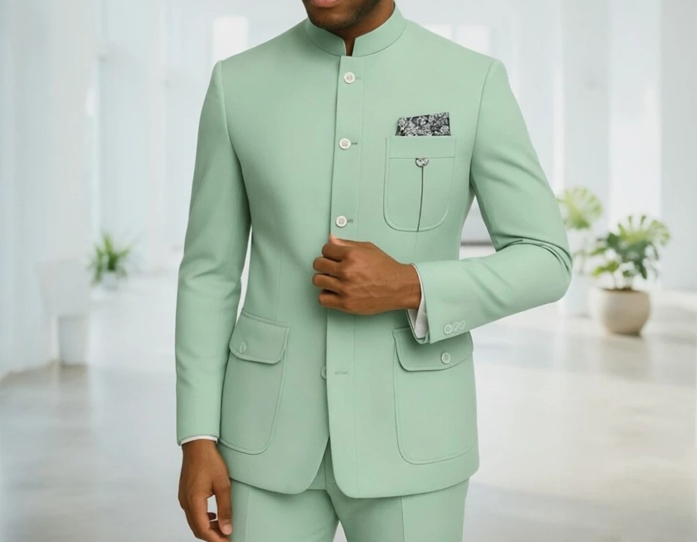 ชุดสูทซาฟารีผู้ชาย สีเขียวอ่อน - Formal Wear For Men In Wedding บทวิจารณ์และราคา