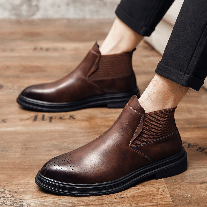 รองเท้าหนังหุ้มข้อสูงเป็นรองเท - Men Formal Wear With Boots บทวิจารณ์และราคา