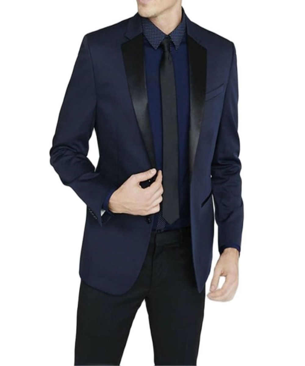 ใหม่ล่าสุดเจ้าบ่าว Notch สีดํา - Men Formal Wear Blue บทวิจารณ์และราคา