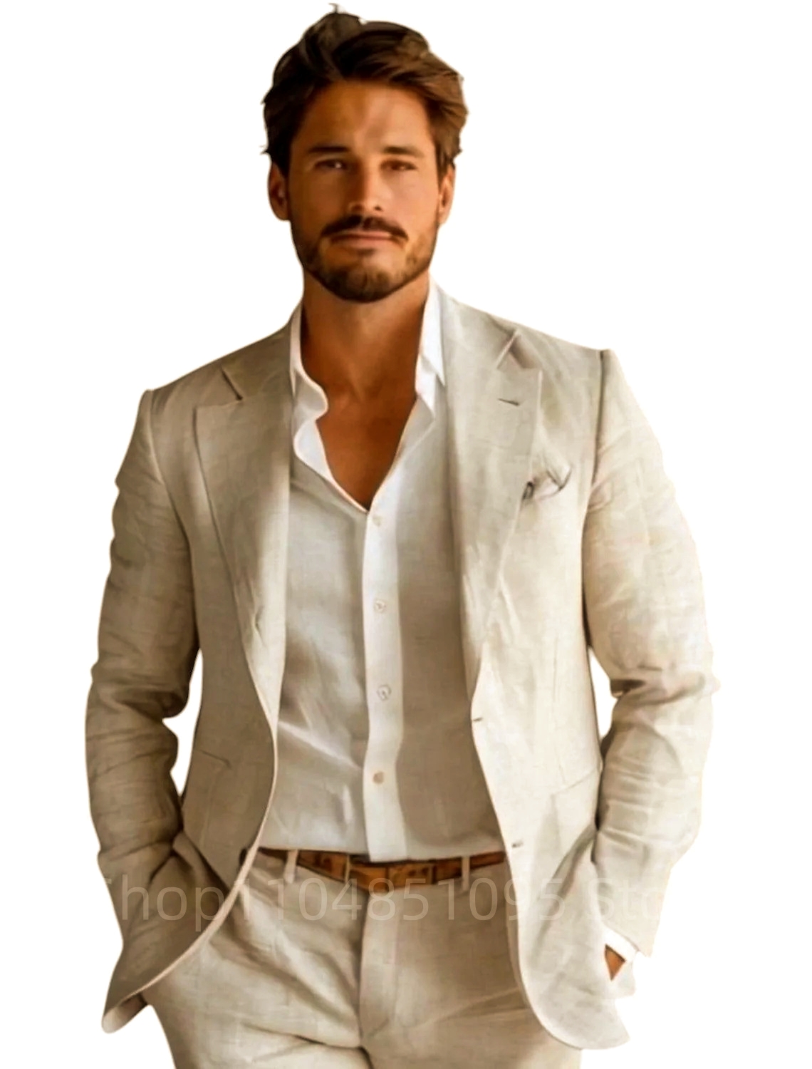 เสื้อเบลเซอร์ผ้าลินินสีน้ำเงิน - Men Formal Wear Blue บทวิจารณ์และราคา
