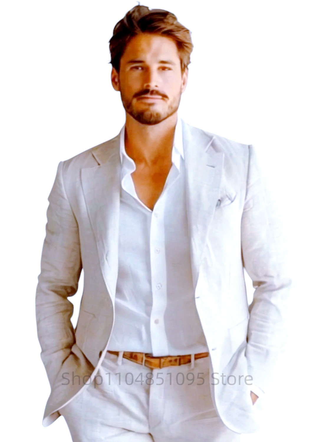 เสื้อเบลเซอร์ผ้าลินินสีน้ำเงิน - Men Formal Wear Blue บทวิจารณ์และราคา