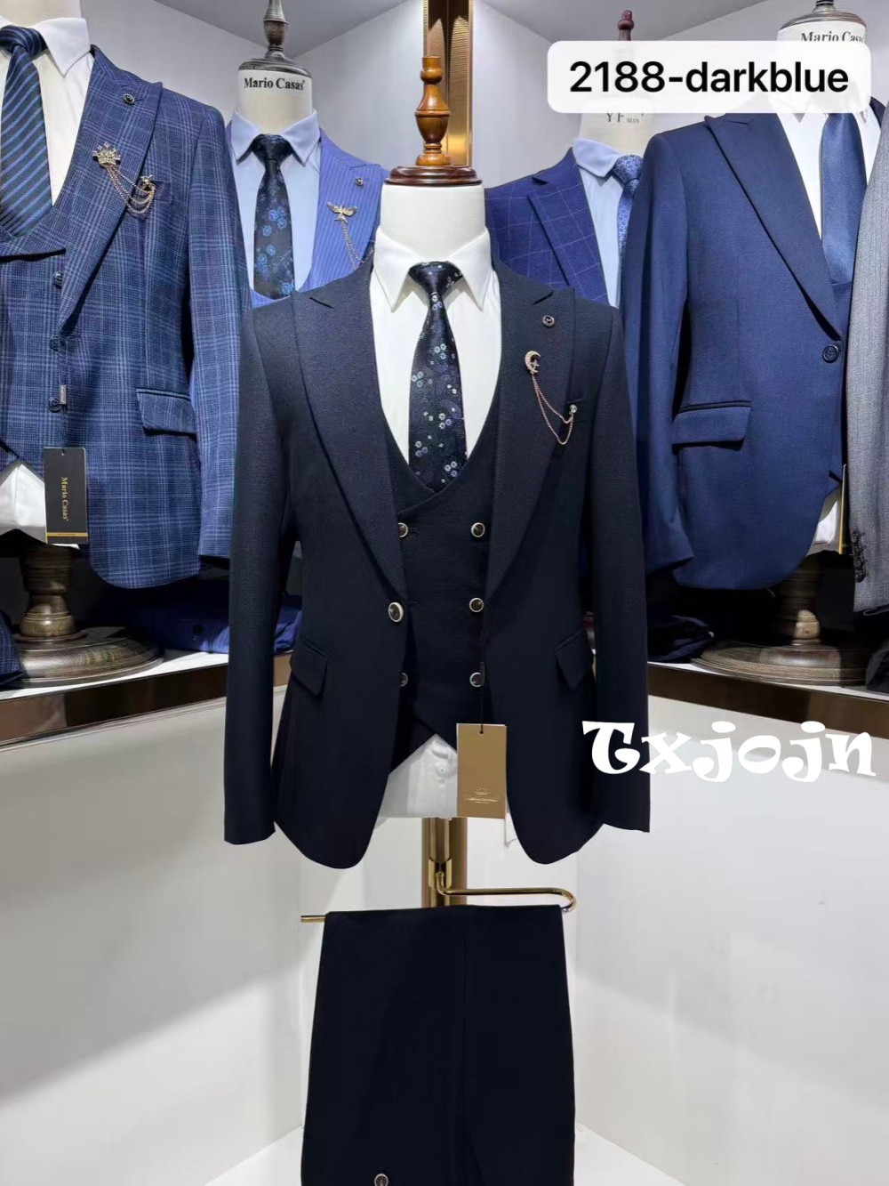 ชุดสูทผู้ชายสีน้ำเงินเข้ม 3 ชิ - Men Formal Wear Blue บทวิจารณ์และราคา