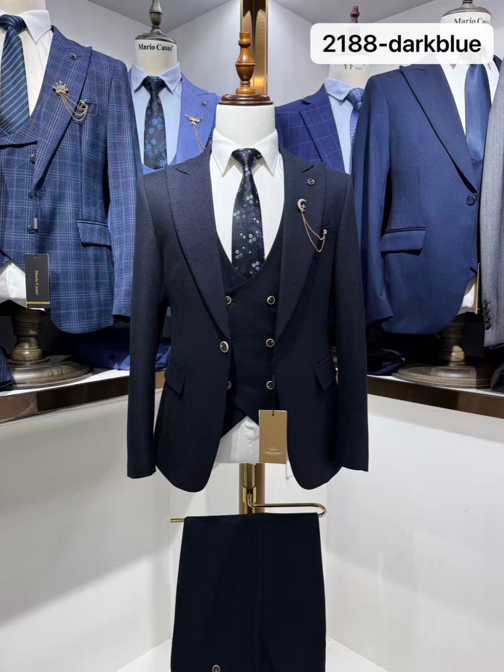ชุดสูทผู้ชายสีน้ำเงินเข้ม 3 ชิ - Men Formal Wear Blue บทวิจารณ์และราคา