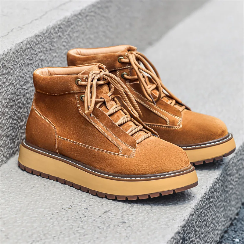 รองเท้าบูทหนังวัวแท้ทำมือสำหรั - Men Formal Wear With Boots บทวิจารณ์และราคา