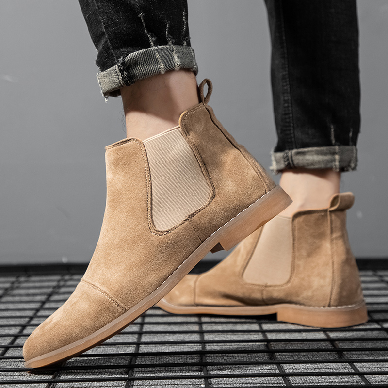รองเท้าบูทเชลซีหนังกลับผู้ชาย  - Men Formal Wear With Boots บทวิจารณ์และราคา